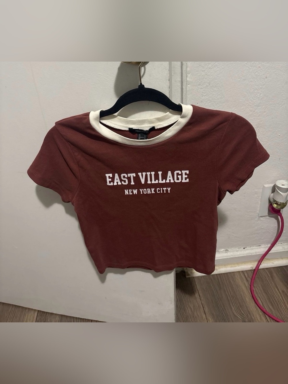 Forever 21 East Village New York City Brown Crop Baby Tee Top
